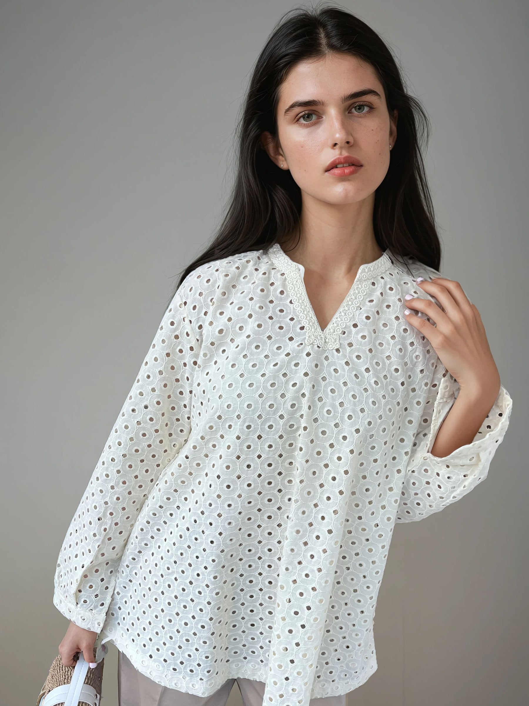 Cream Eyelet Cotton Tunic