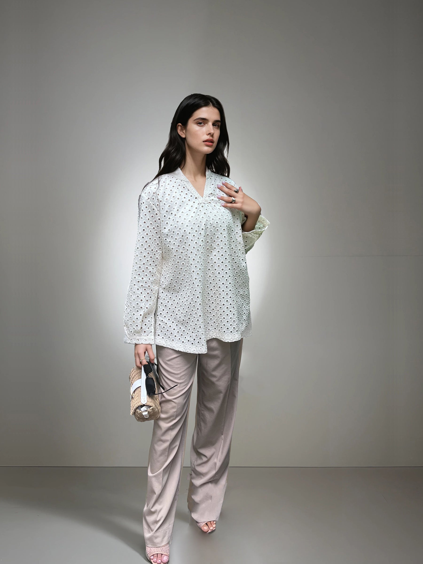 Cream Eyelet Cotton Tunic